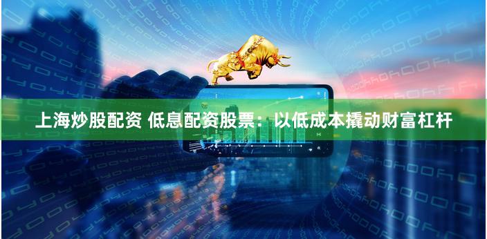 上海炒股配资 低息配资股票：以低成本撬动财富杠杆